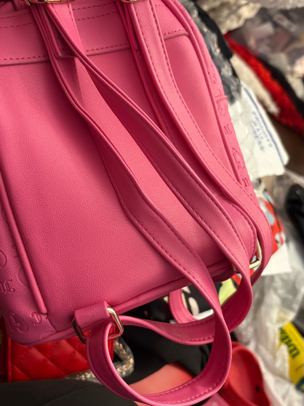Juicy Couture Hot Pink Embossed Mini Backpack with Gold Chain - Picture 3 of 6
